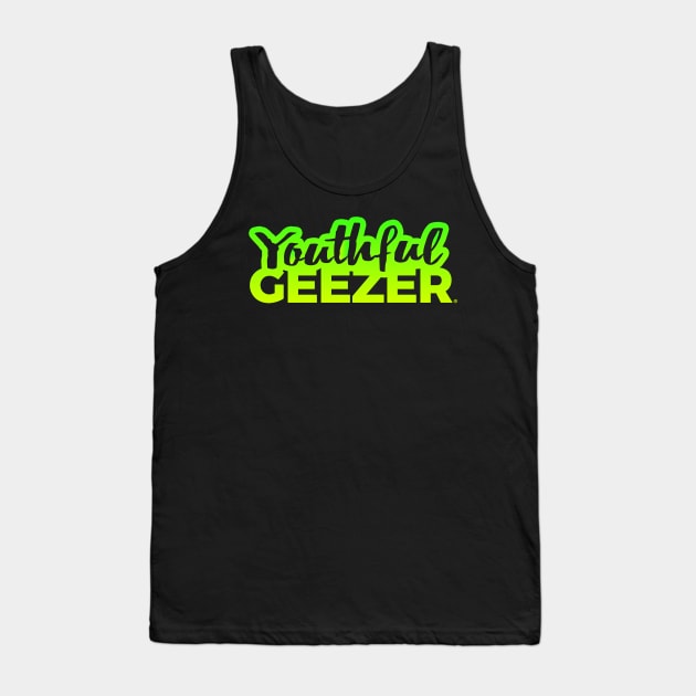 Youthful Geezer Brand Logo Bright Green/Yellow Tank Top by YouthfulGeezer